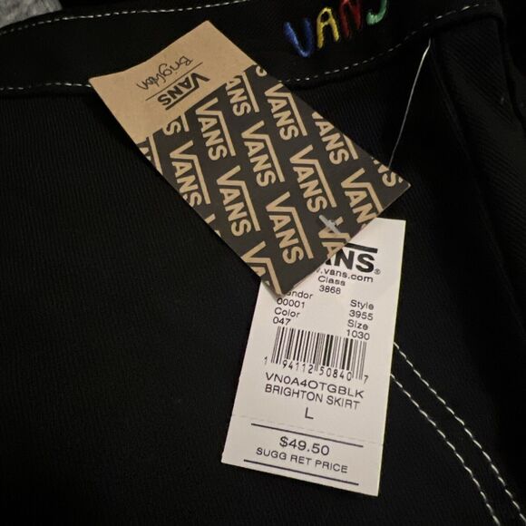 Vans Brighton Black Skater Flower Embroidered Mini Skirt Women Size Large - Picture 7 of 7
